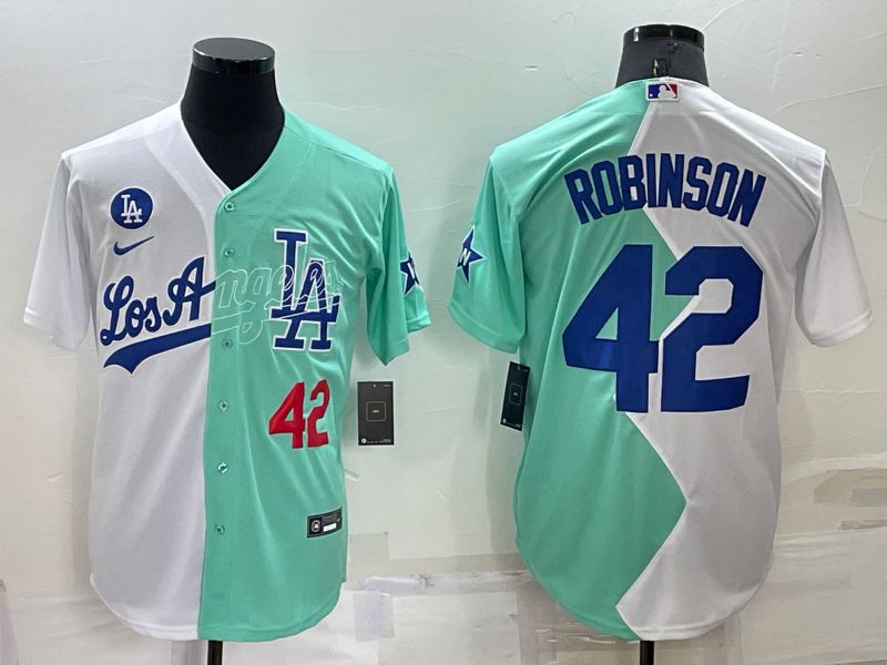 Men Los Angeles Dodgers 42 Robinson green white Nike 2022 MLB Jersey